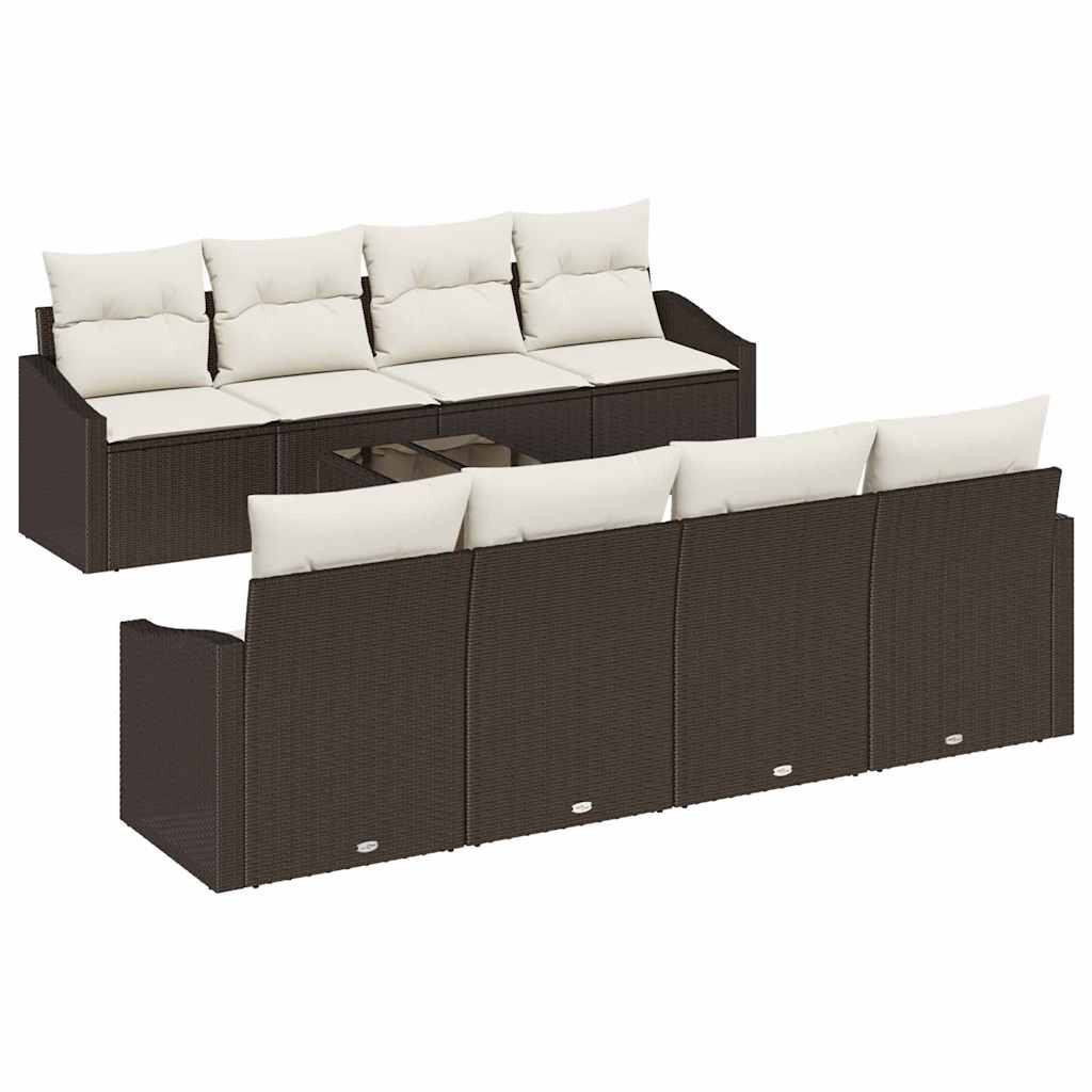 Set di divani con cuscino 7 pcs Marrone e Crema polyrattan | homemem39