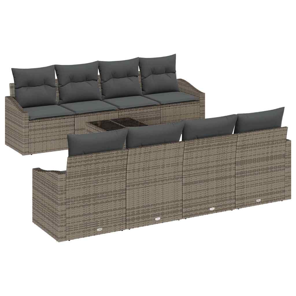Set di divani con cuscino 7 pcs Grigio polyrattan | homemem39