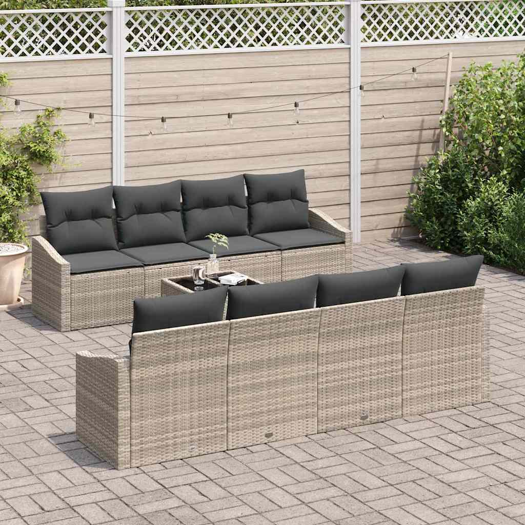 Set di divani 7 pz Grigio chiaro e grigio scuro polyrattan