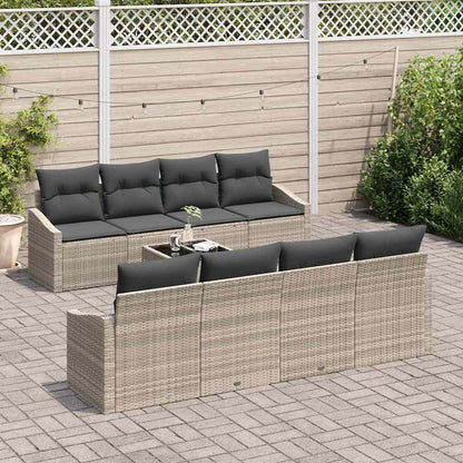 Set di divani 7 pz Grigio chiaro e grigio scuro polyrattan