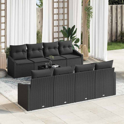 Set di divani con cuscino 7 pcs Nero polyrattan | homemem39