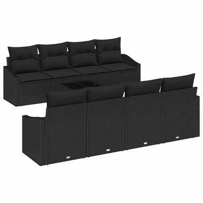 Set di divani con cuscino 7 pcs Nero polyrattan | homemem39