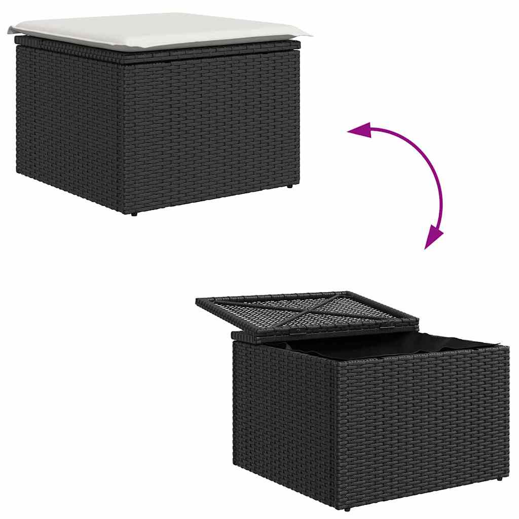 Set di divani con cuscino 4 pcs Nero e Crema polyrattan