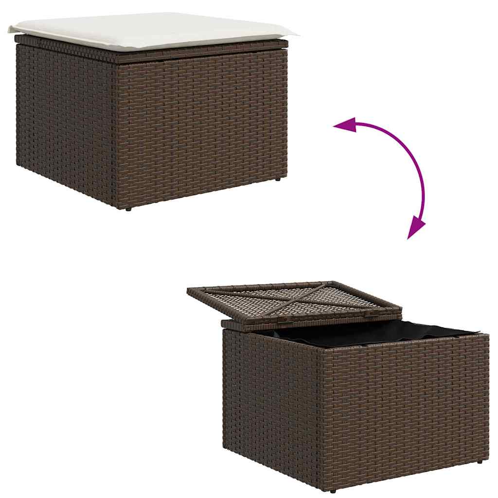 Set di divani con cuscino 4 pcs Marrone e Crema polyrattan | homemem39