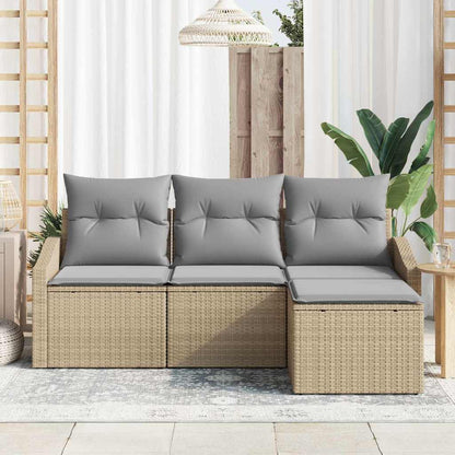 Set di divani 4 pcs Beige e Grigio Chiaro polyrattan | homemem39