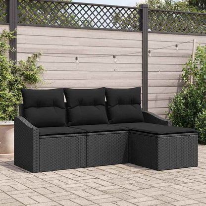 Set di divani con cuscino 4 pcs Nero polyrattan | homemem39