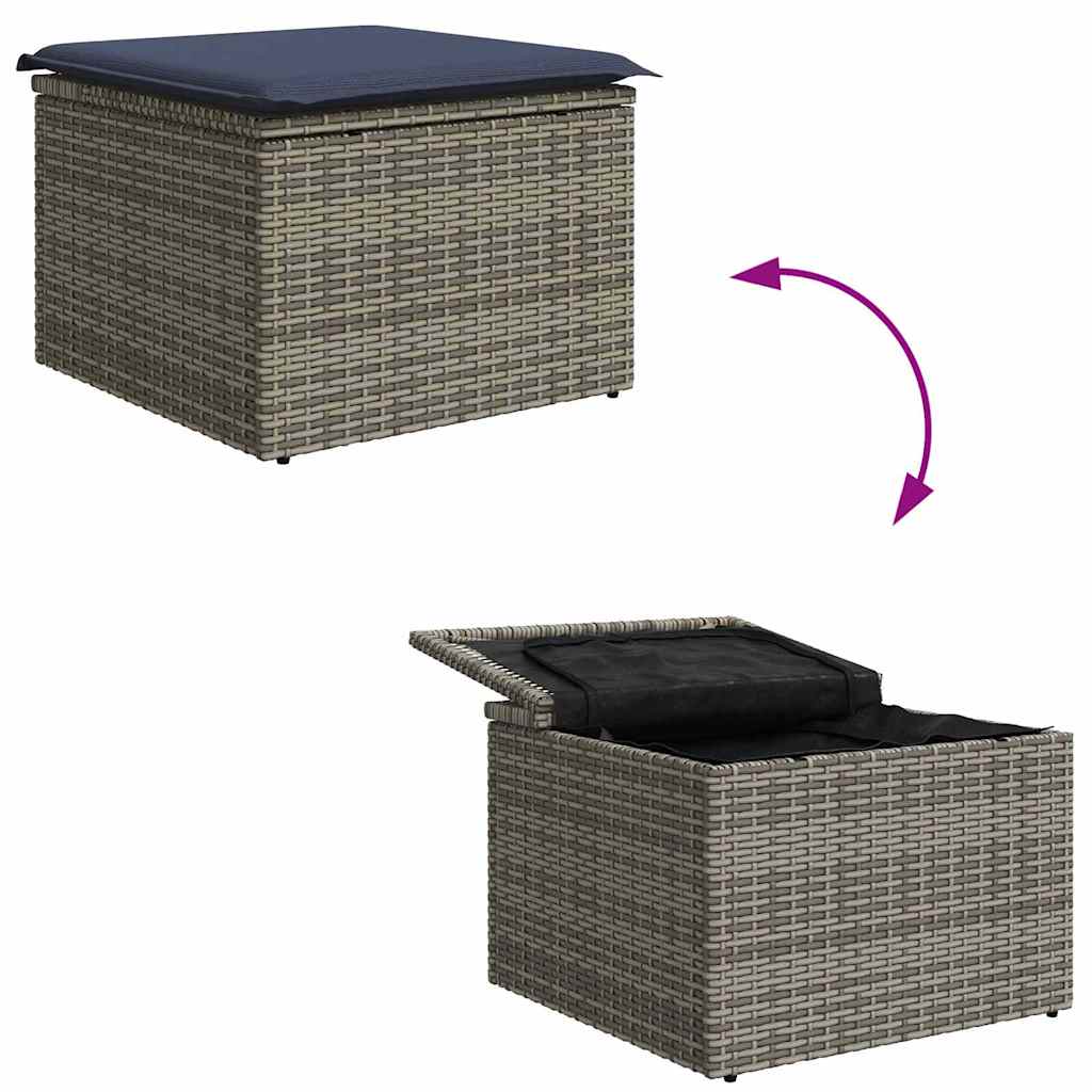 Set di divani con cuscino 4 pcs Grigio e Blu Navy polyrattan | homemem39