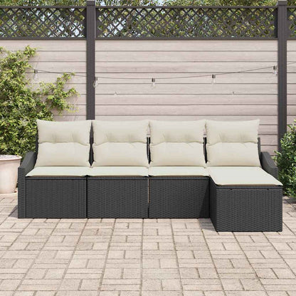 Set di divani con cuscino 5 pcs Nero e Crema polyrattan | homemem39