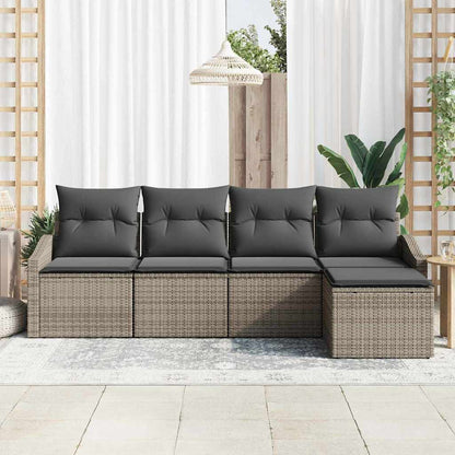 Set di divani con cuscino 5 pcs Grigio polyrattan | homemem39