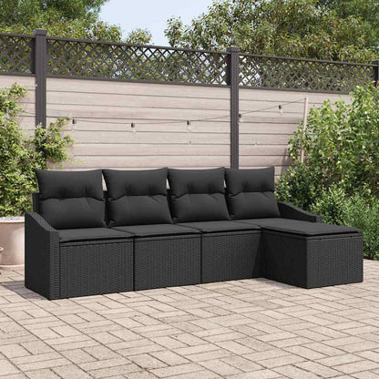 Set di divani con cuscino 5 pcs Nero polyrattan | homemem39