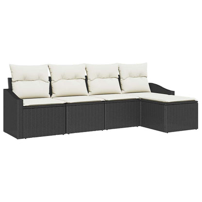Set di divani con cuscino 5 pcs Marrone e Crema polyrattan | homemem39