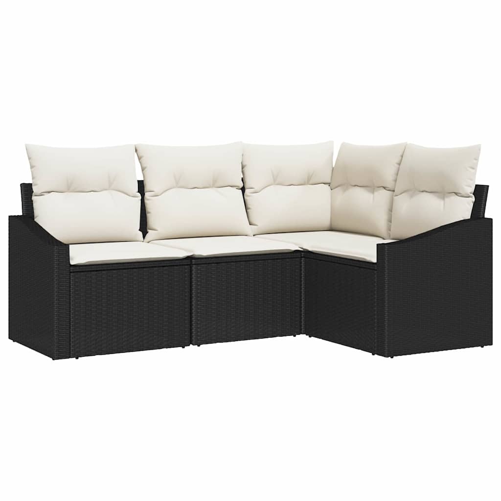 Set Divano da Giardino 4 pcs Nero e Bianco polyrattan | homemem39