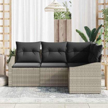Set Divano da Giardino 4 pz Grigio chiaro polyrattan
