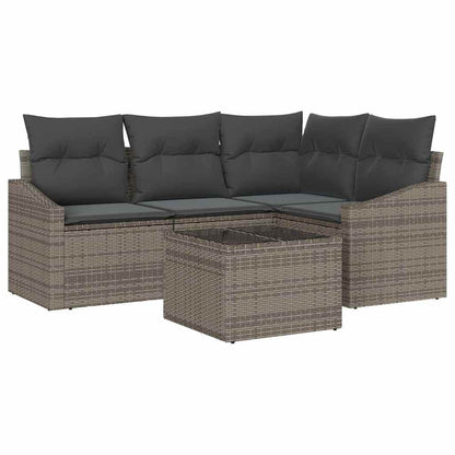 Set di divani con cuscino 5 pcs Grigio chiaro polyrattan
