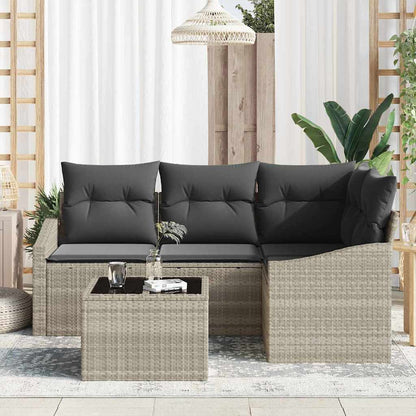Set Divano da Giardino 5 pz Grigio chiaro polyrattan