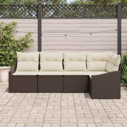Set Divano da Giardino 5 pcs Marrone e bianco polyrattan | homemem39