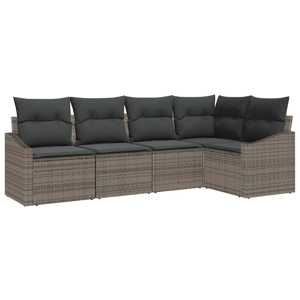Set Divano da Giardino 5 pz Grigio polyrattan