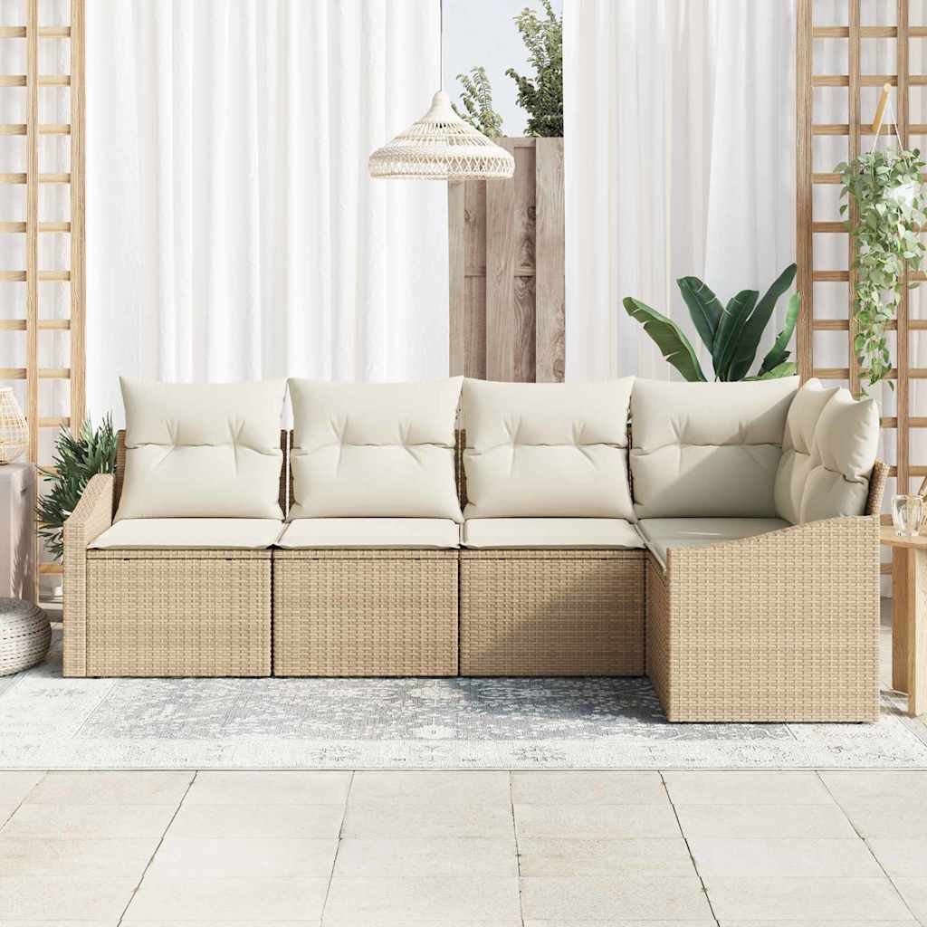 Set Divano da Giardino 5 pcs Beige e Bianco polyrattan | homemem39
