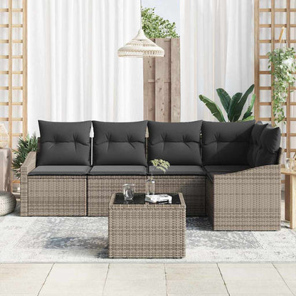 Set Divano da Giardino 6 pz Grigio chiaro polyrattan