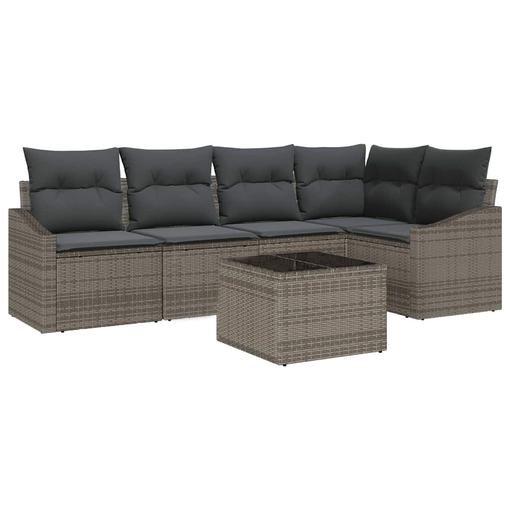 Set Divano da Giardino 6 pz Grigio chiaro polyrattan