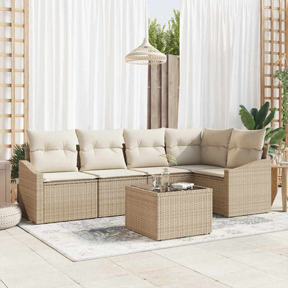 Set Divano da Giardino 6 pz Beige e Crema polyrattan