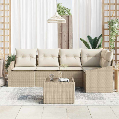 Set Divano da Giardino 6 pz Beige e Crema polyrattan