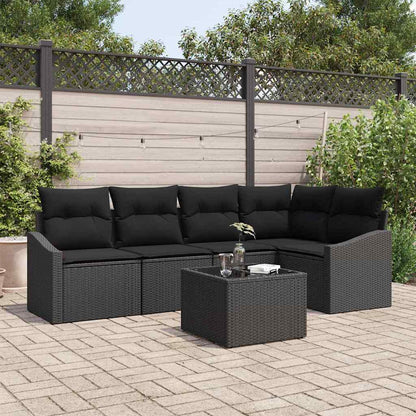 Set Divano da Giardino 6 pz Nero polyrattan