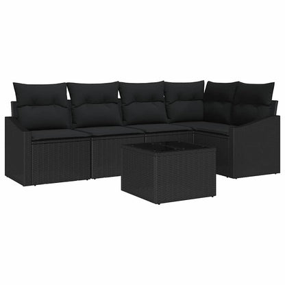 Set Divano da Giardino 6 pz Nero polyrattan