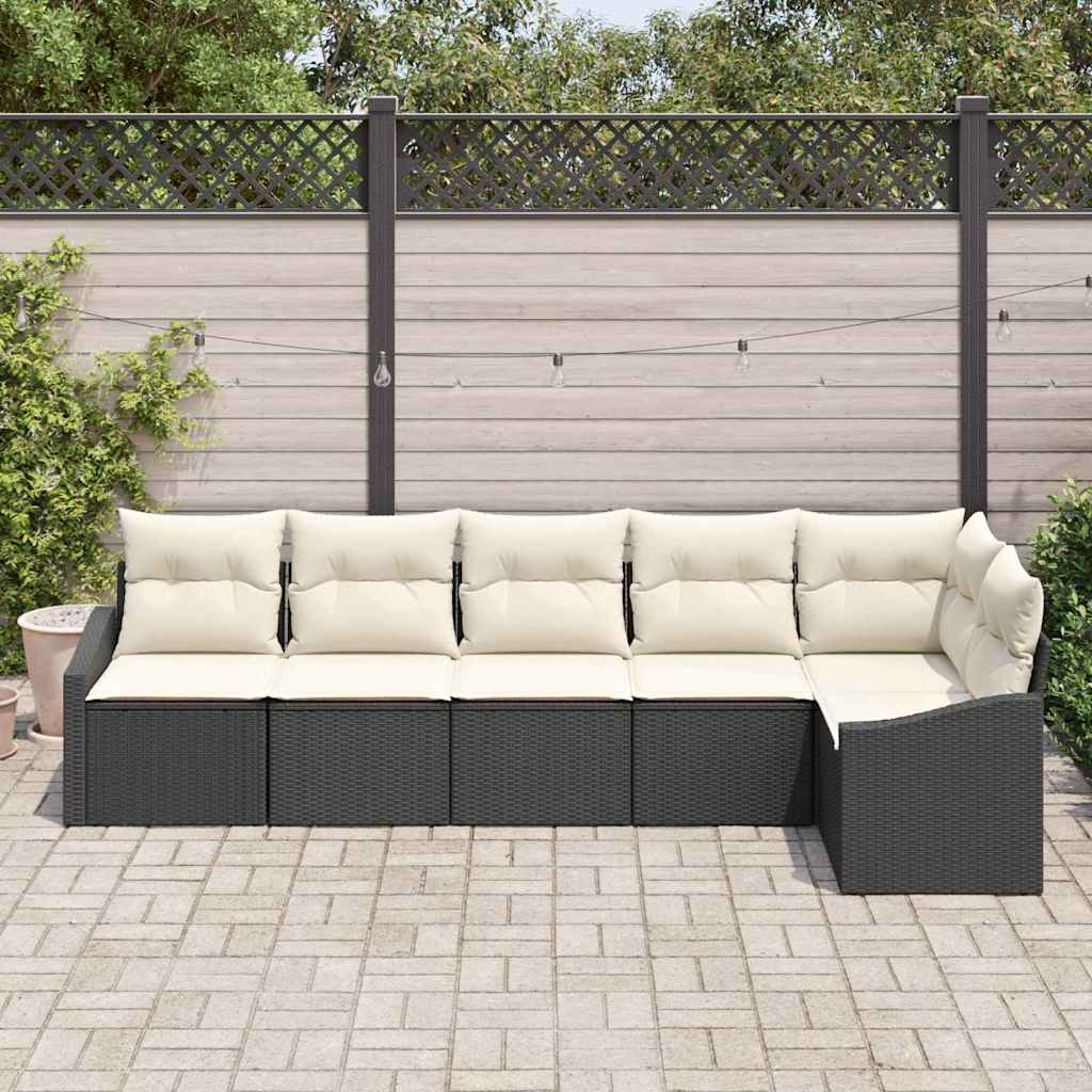 Set Divano da Giardino 6 pcs Nero e Bianco polyrattan | homemem39