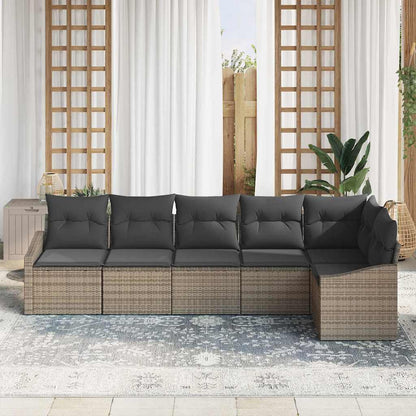 Set Divano da Giardino 6 pz Grigio polyrattan