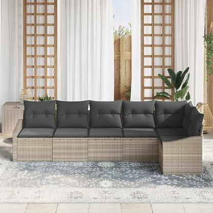 Set Divano da Giardino 6 pz Grigio chiaro polyrattan