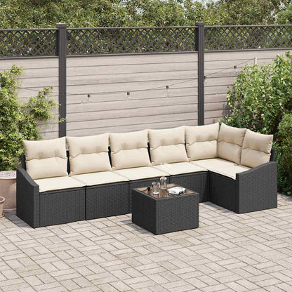 Set Divano da Giardino 7 pcs Marrone e Crema polyrattan | homemem39
