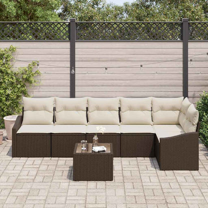 Set Divano da Giardino 7 pcs Marrone e Crema polyrattan | homemem39