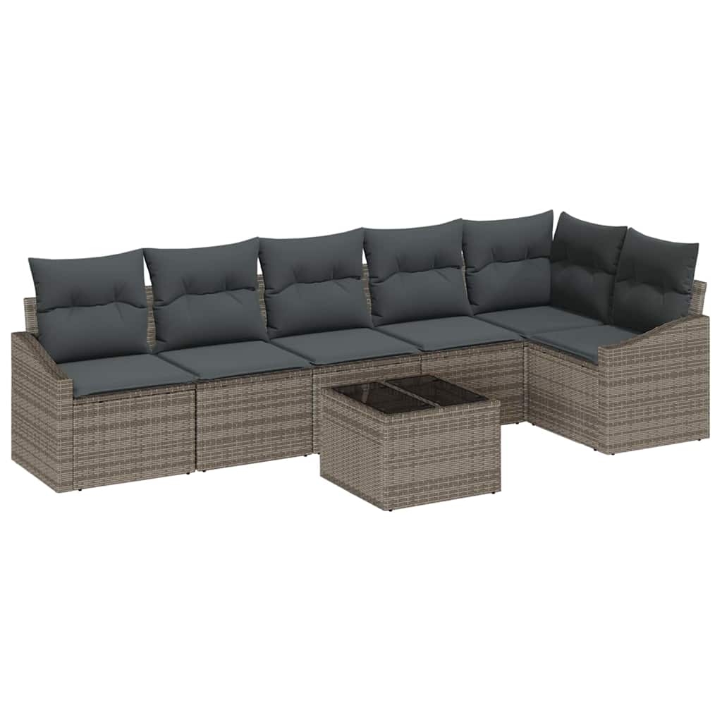 Set Divano da Giardino 7 pz Grigio chiaro polyrattan