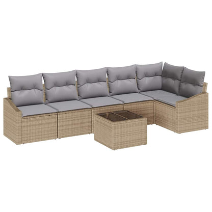 Set Divano da Giardino 7 pz Beige e Grigio Chiaro polyrattan