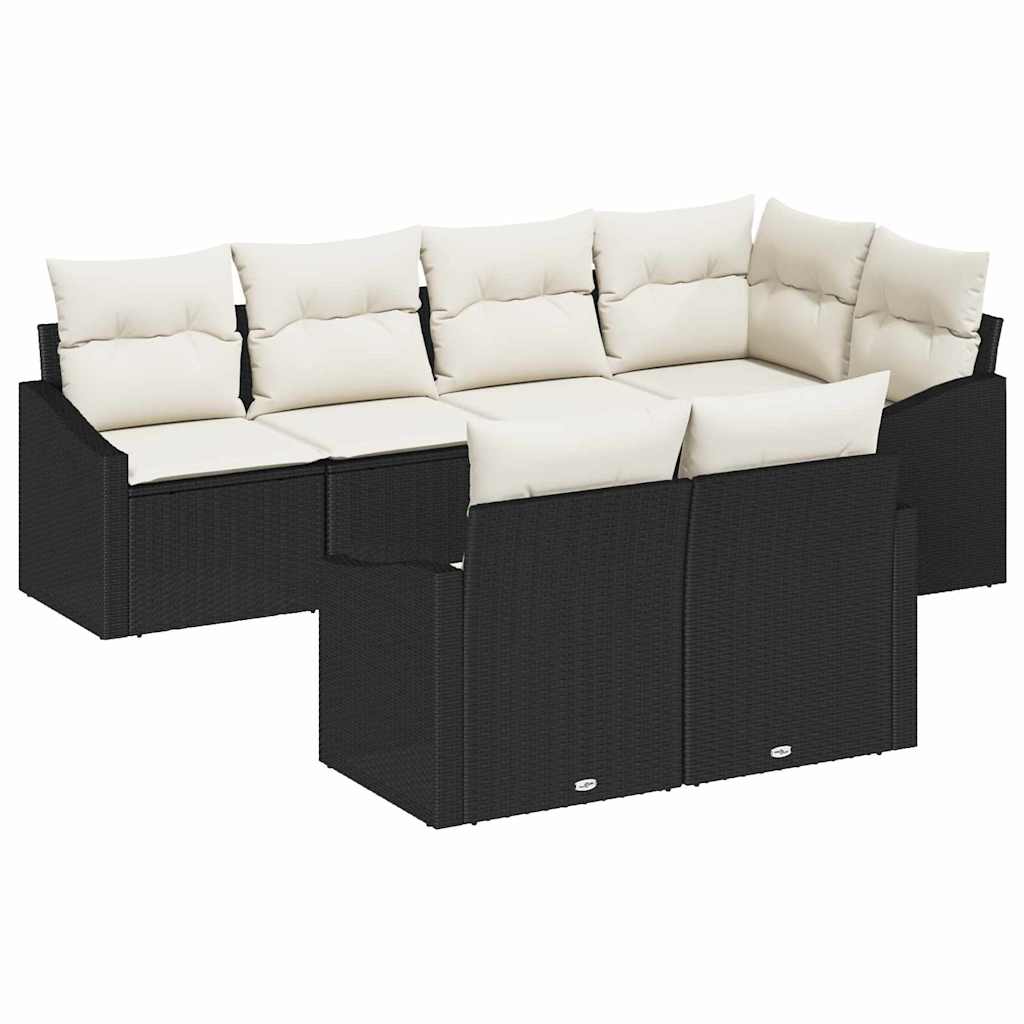 Set Divano da Giardino 7 pcs Nero e Bianco polyrattan | homemem39