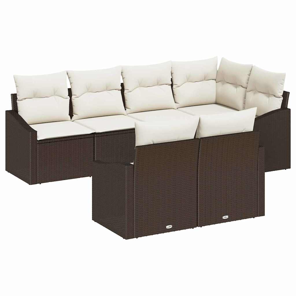 Set Divano da Giardino 7 pcs Marrone e bianco polyrattan | homemem39