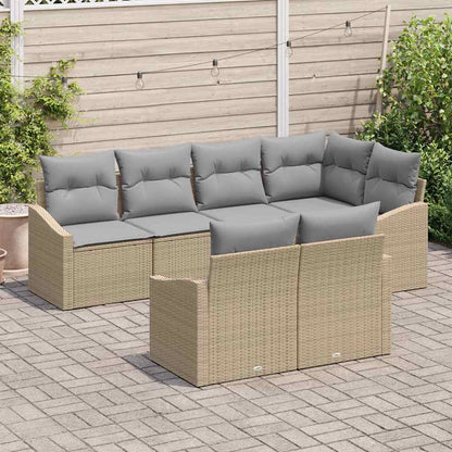 Set Divano da Giardino 7 pz Beige e Grigio Chiaro polyrattan