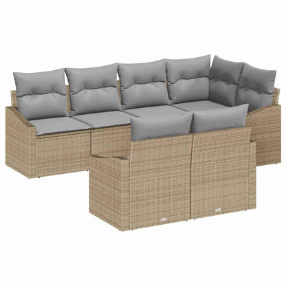 Set Divano da Giardino 7 pz Beige e Grigio Chiaro polyrattan