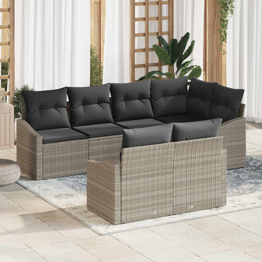 Set Divano da Giardino 7 pcs Grigio chiaro polyrattan