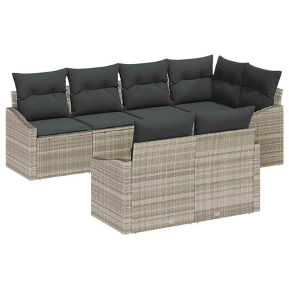 Set Divano da Giardino 7 pz Grigio chiaro polyrattan