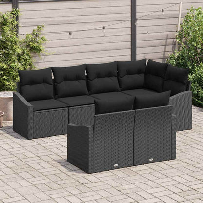 Set Divano da Giardino 7 pz Nero polyrattan