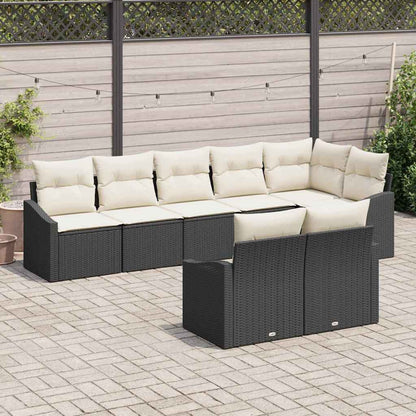 Set Divano da Giardino 8 pcs Nero e Bianco polyrattan