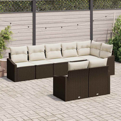 Set Divano da Giardino 8 pcs Marrone e bianco polyrattan | homemem39