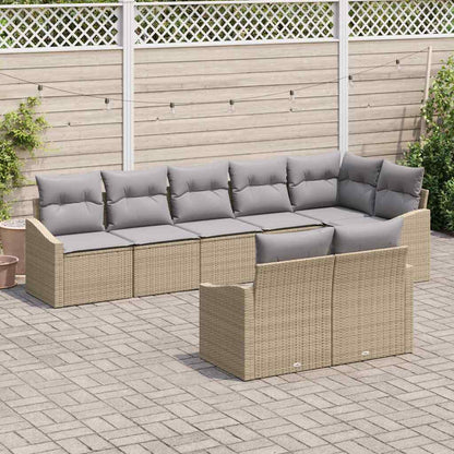 Set Divano da Giardino 8 pcs Beige e Grigio Chiaro polyrattan | homemem39