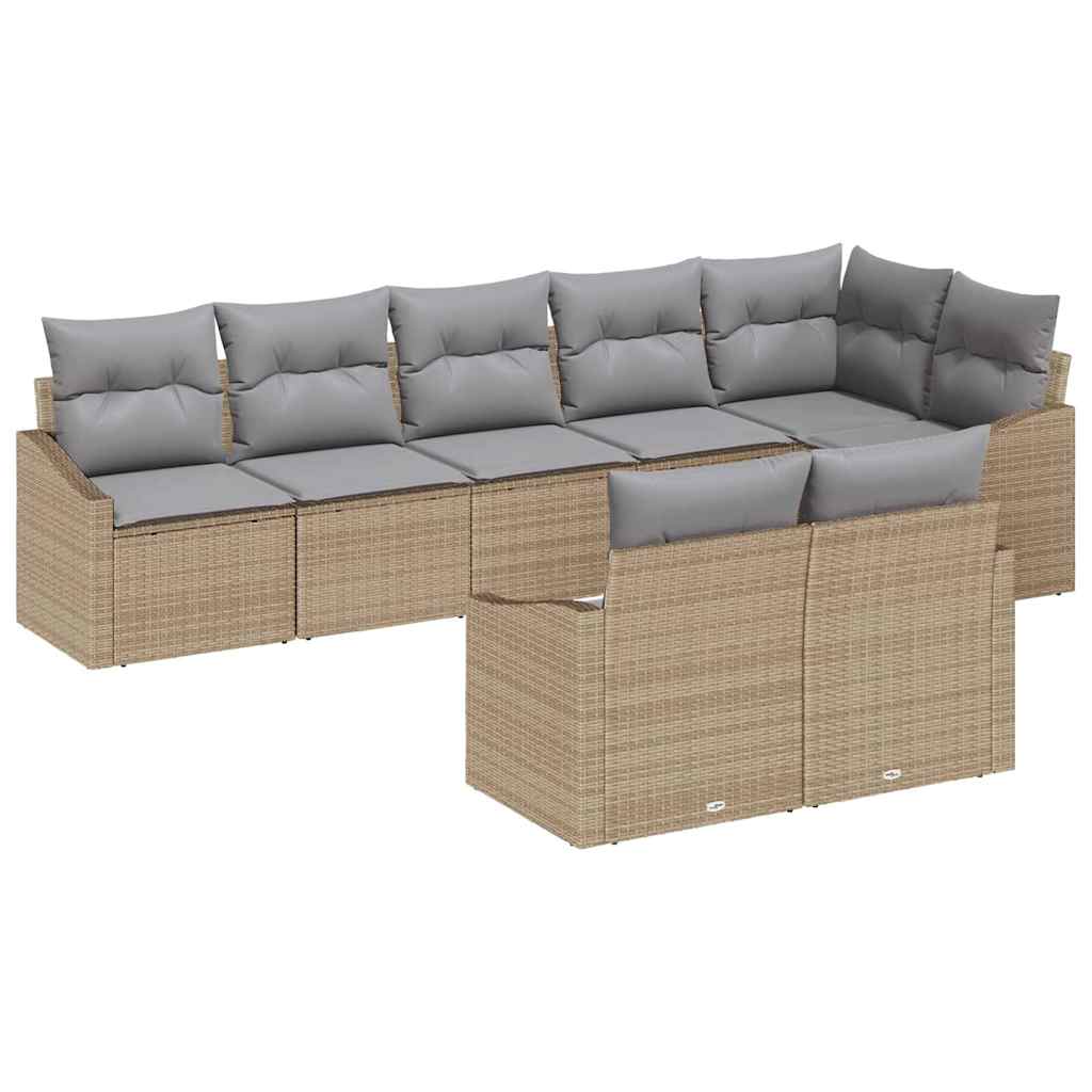 Set Divano da Giardino 8 pcs Beige e Grigio Chiaro polyrattan | homemem39