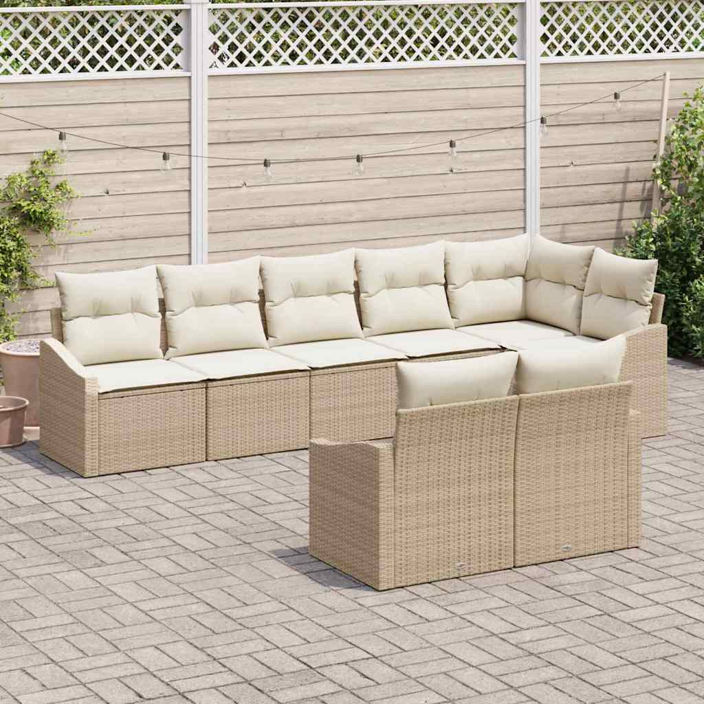 Set Divano da Giardino 8 pcs Beige e Bianco polyrattan | homemem39