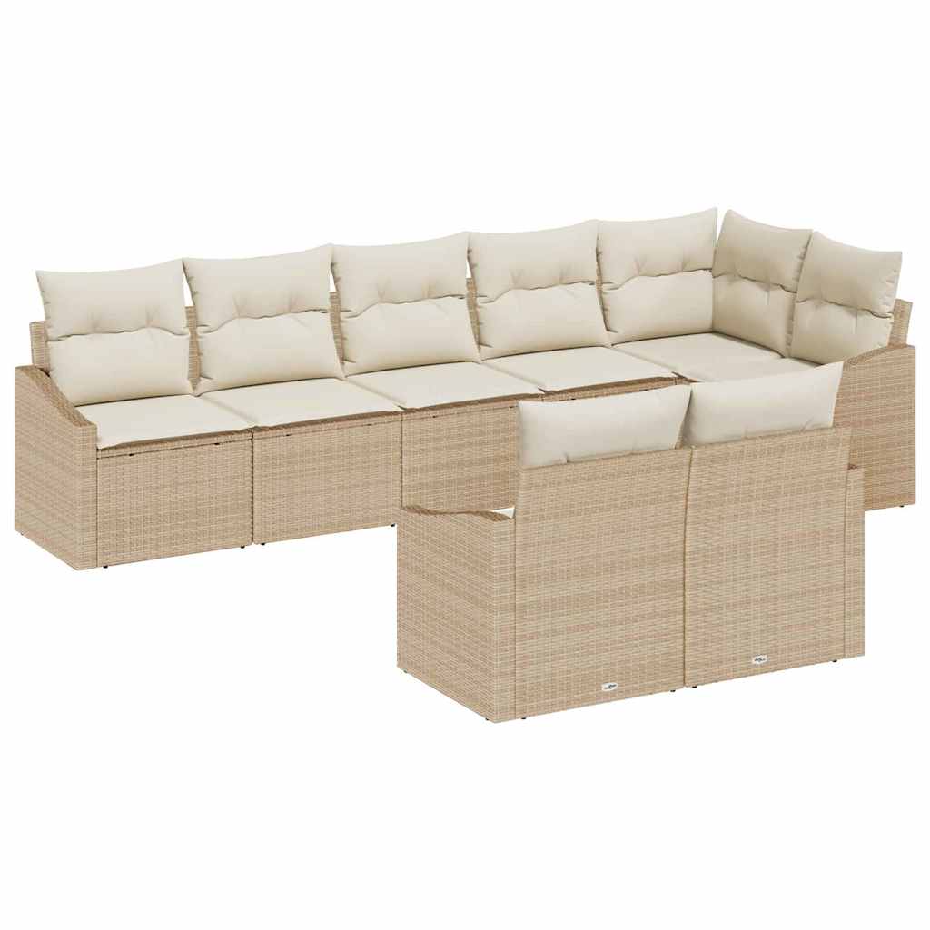 Set Divano da Giardino 8 pcs Beige e Bianco polyrattan | homemem39