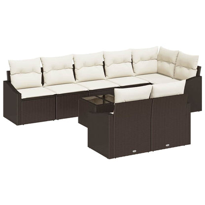 Set Divano da Giardino 9 pcs Marrone e Crema polyrattan | homemem39