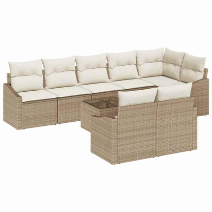 Set Divano da Giardino 9 pcs Beige e Crema polyrattan | homemem39